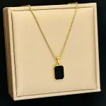 Double sided Letter Square Pendant Necklace