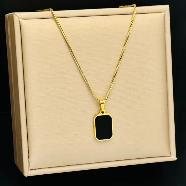 Double sided Letter Square Pendant Necklace