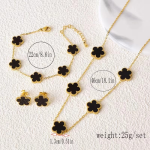 4 pieces - Charming Five-leaf Flower Jewelry Set