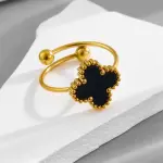 Five Leaf Flower Ring – Adjustable Clover Design Jewelry for Women