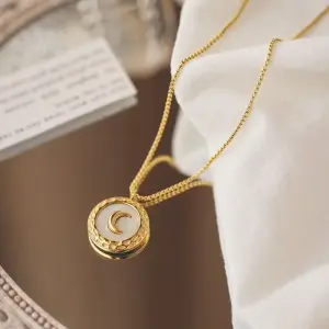 18K Gold Moon Pendant Necklace