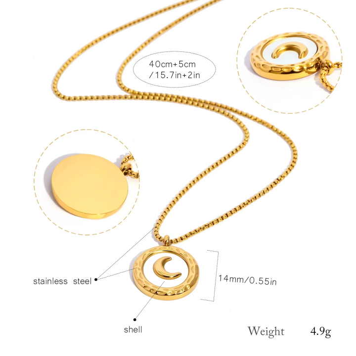 18K Gold Moon Pendant Necklace