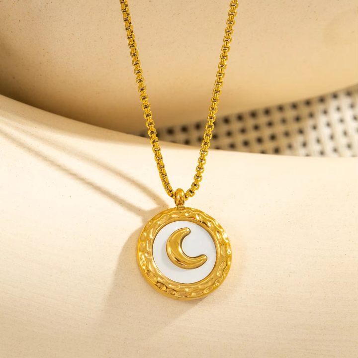 18K Gold Moon Pendant Necklace