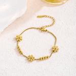 Welding Fixation Beading Daisy Flowers Charm Anklets Chain For Women