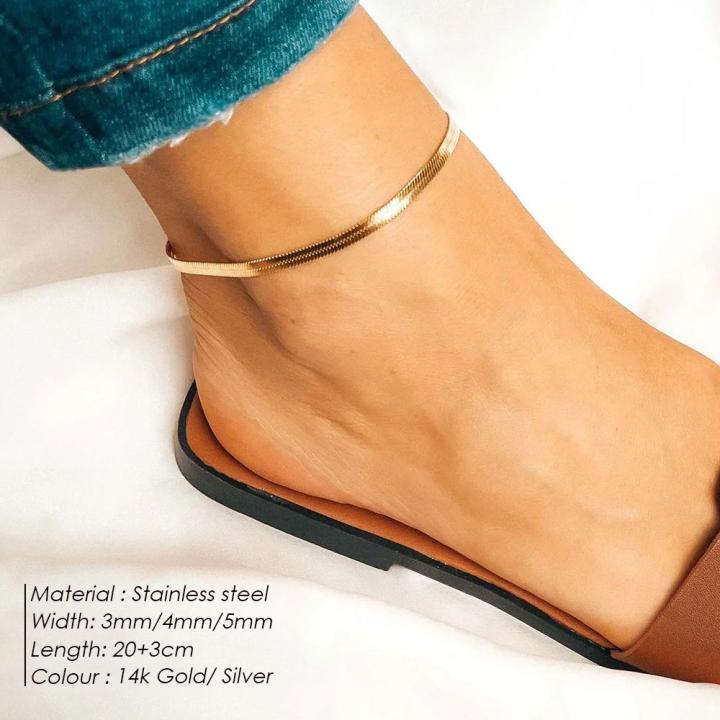 Gold Plated Snake Chain Anklet – Summer Beach Fashion Jewelry for Women